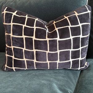 Tommy Bahama Black Velvet Geometric Grid Throw Pillows - Set of 2
